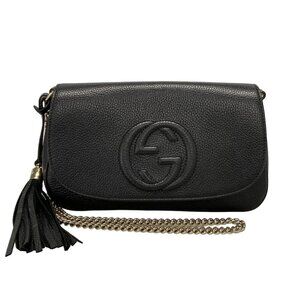 Auth GUCCI Soho 536224 Black Leather Shoulder Bag